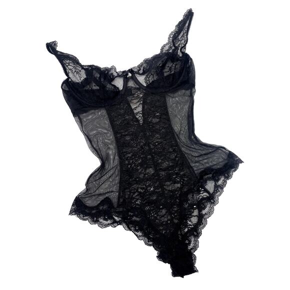 victoria's secret 2012 black lace bodysuit lingerie